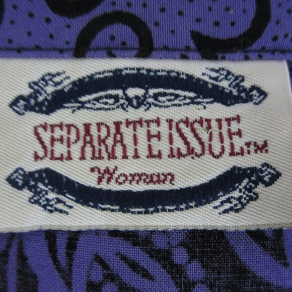 Vtg Separate Issue Woman Plus 24W Purple Black Floral SS Rayon Shirt V Neck 54" - Picture 4 of 9